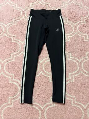 Adidas' Black Track Leggings with White Side Stripes